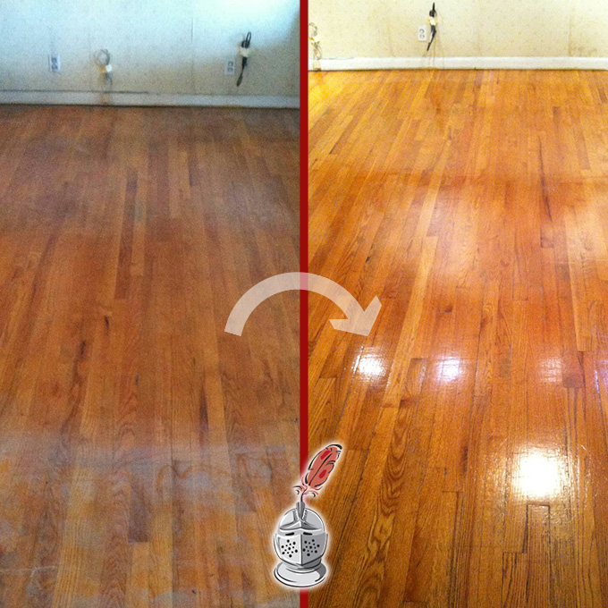 This floor looks refreshed after our wood deep cleaning service